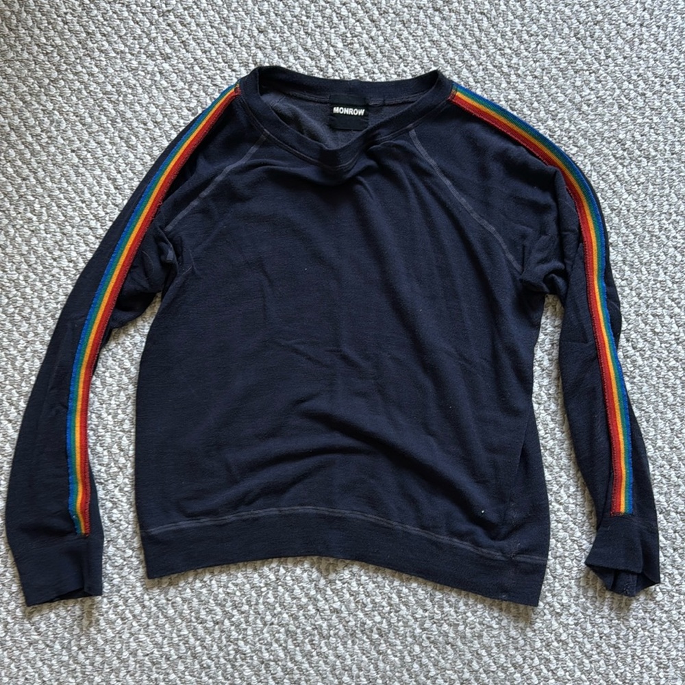 Monrow Women’s Medium Crewneck Sweater Rainbow